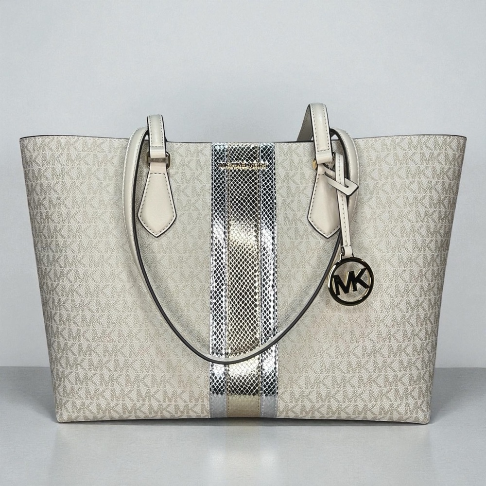 NWT MK Sheila Large Signature Logo and Metallic Tote Bag - Picture 3 of 10